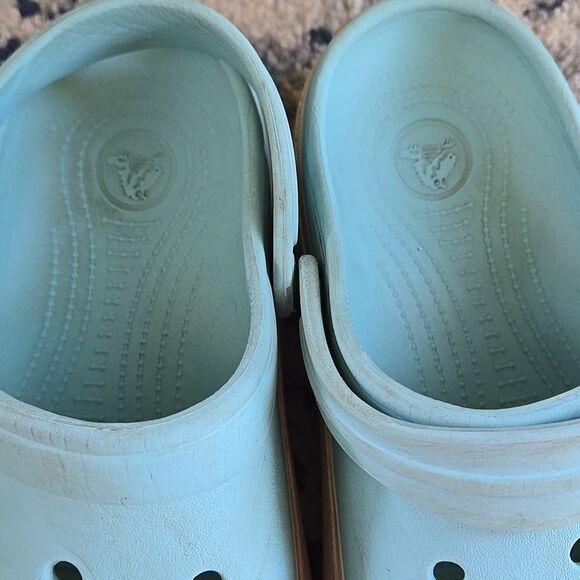 Crocs Light Blue Clogs Pink Accents 1 Watermelon crock charm included Kids Child - Picture 16 of 16